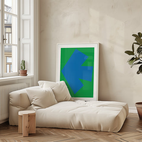 Vibrant blue and green abstract poster for modern spaces
