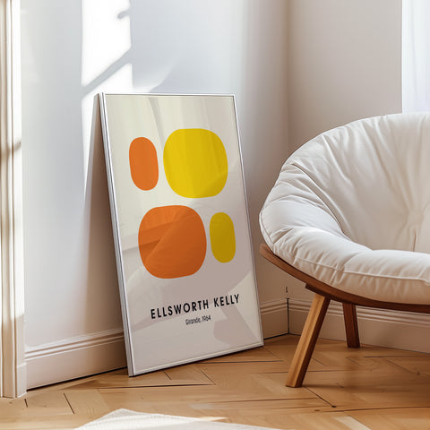 Minimalist Ellsworth Kelly art print with bold shapes for trendy office decor.