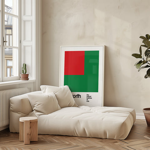 Contemporary art print with geometric colour blocks design
