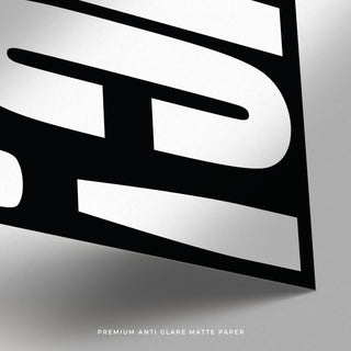 Close up of Posters Bold Font EPIC in black and white