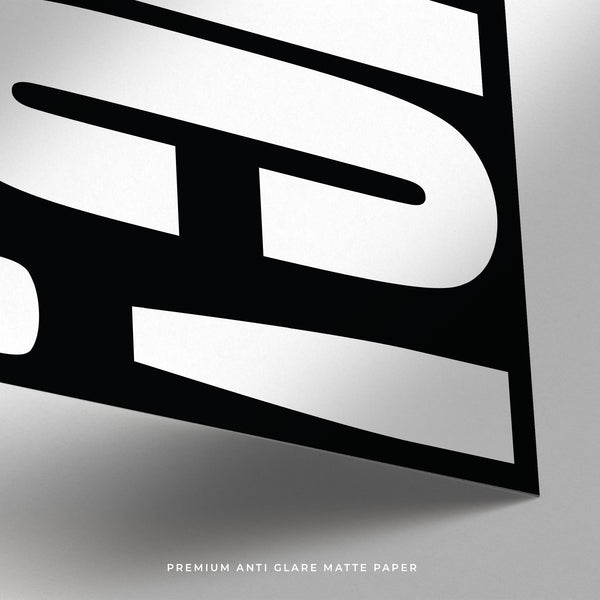 Close up of Posters Bold Font EPIC in black and white