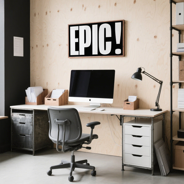 Above desk wall art of Posters in Bold Font