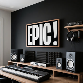 Posters bold font in black and white for Music Room
