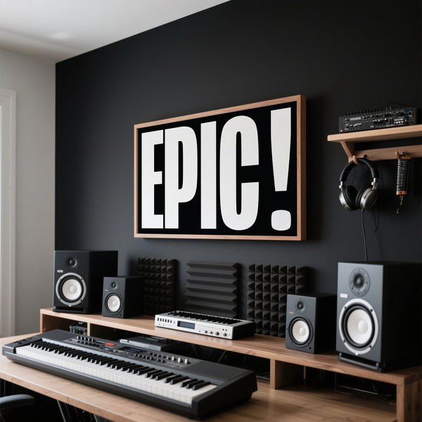 Posters bold font in black and white for Music Room