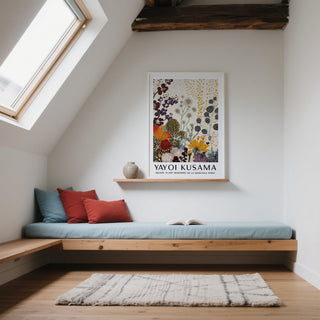 Loft Room Print Yayoi Kusama in floral patterns