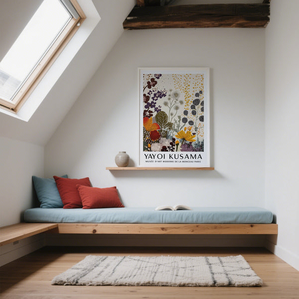 Loft Room Print Yayoi Kusama in floral patterns