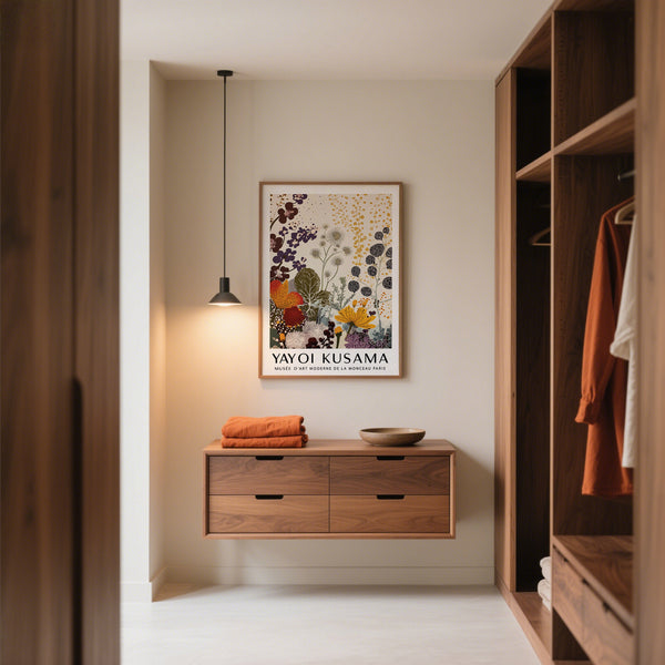 Modern botanical Print Yayoi Kusama with bold dotted textures