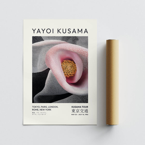 pink abstract artwork inspired by Yayoi Kusama