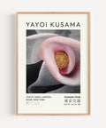 Yayoi Kusama floral wall art featuring intricate dot patterns
