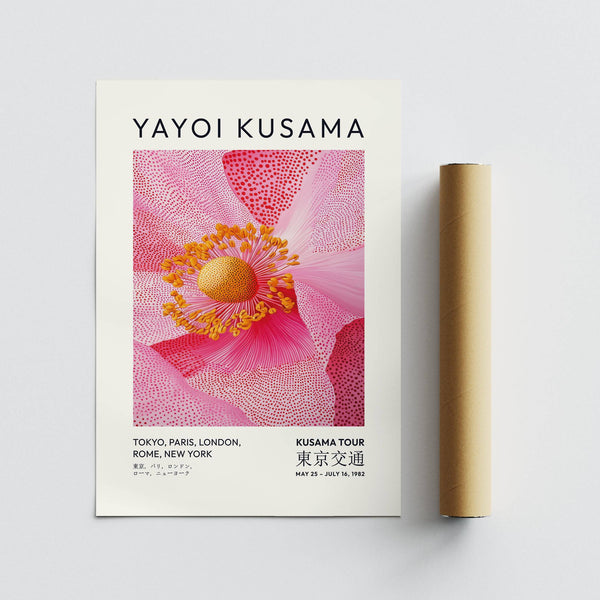 Square format pink floral wall art on matte paper