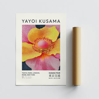 Vibrant flower-themed floral art prints in yellow and pink hues