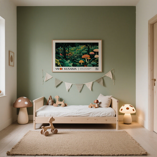 Horizontal Yayoi Kusama polka dots print for feature walls