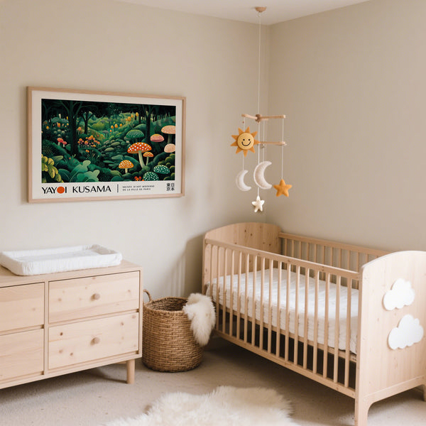 Large Yayoi Kusama polka dots print for nursery interiors