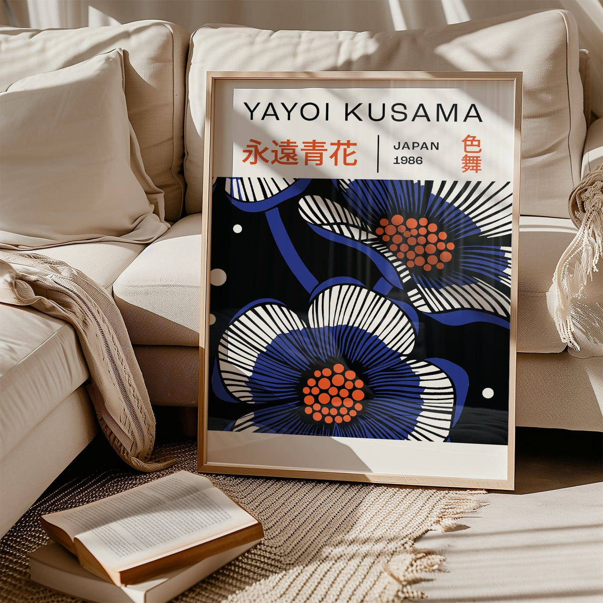 Unique blue flower poster for modern living room decor