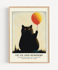 Funny Cat Posters with Black Cat and Balloon Design