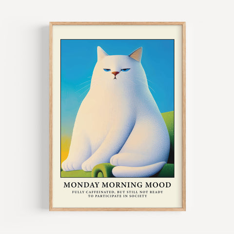 Monday Morning mood funny cat poster