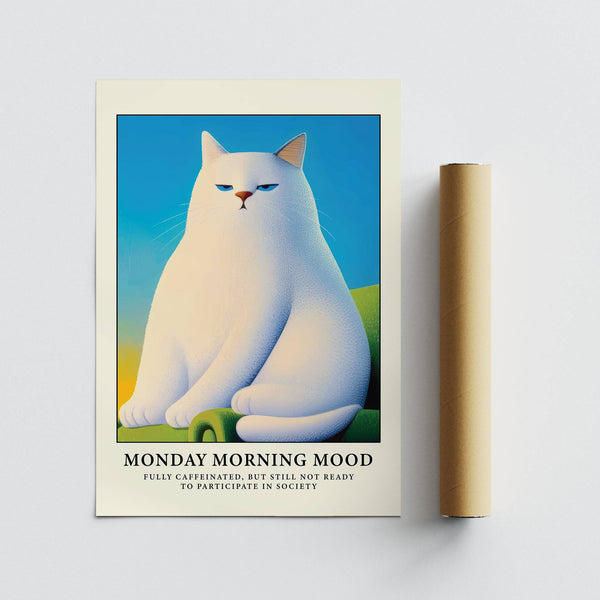 Grumpy cat poster wall design perfect for coffee lovers' spaces

