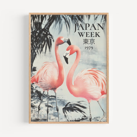 Japan Week 1979 Pink Flamingos Wall Art Print