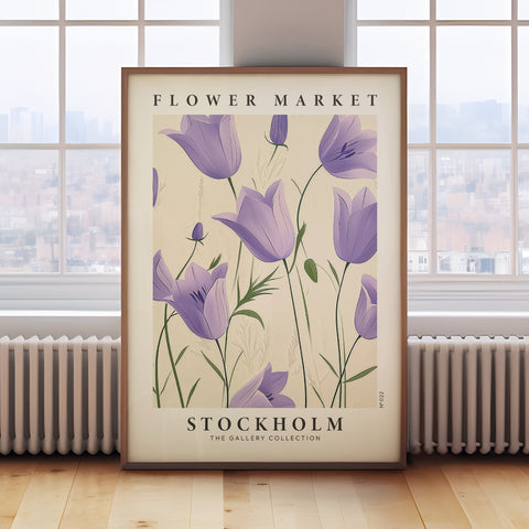 Elegant Stockholm Flower Market floral wall art with harebell flowers