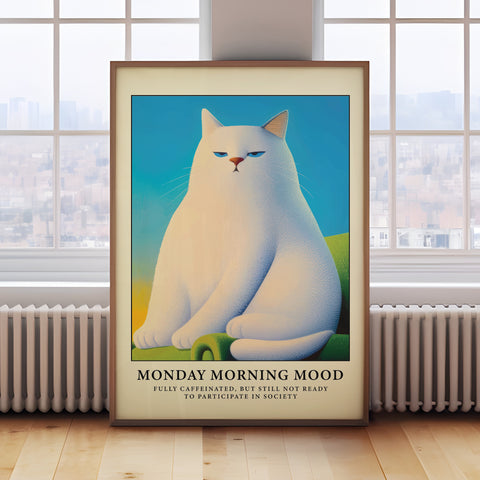 Monday Morning mood funny cat poster