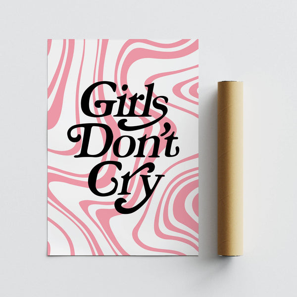 Girls Don’t Cry pink typography girls room wall art for modern decor
