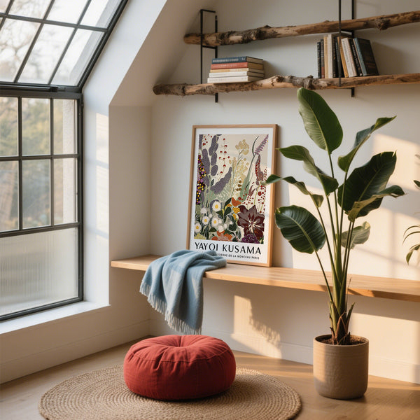 Bold abstract floral print with natural forms and expressive detail