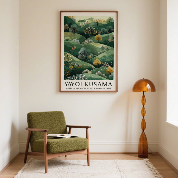 Japandi-style Yayoi Kusama Paintings print for serene decor