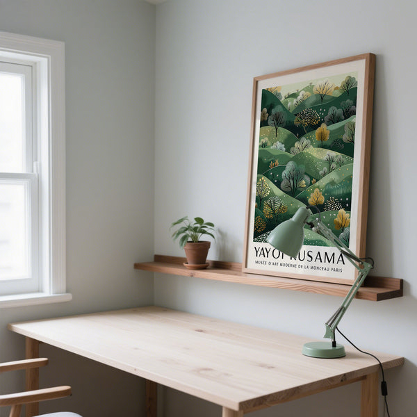 Yayoi Kusama Paintings for above desk in home study area