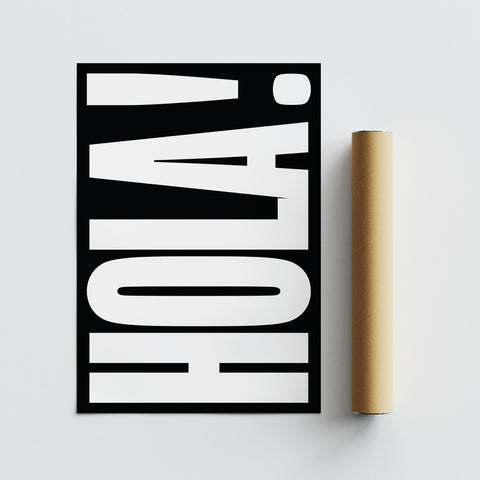 Minimalist HOLA poster perfect for entryways, bedrooms, and offices
