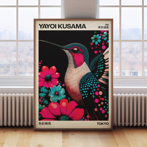 Yayoi Kusama Large Colorful Hummingbird Poster