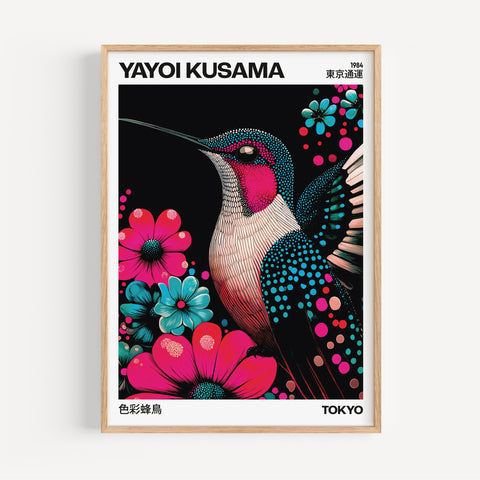 Yayoi Kusama Vibrant Hummingbird Print