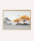 Autumn Tree Wall Art in orange and gray for living room wall art print