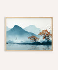 Nature Wall Art Print with Blue and Orange colors for living room wall art