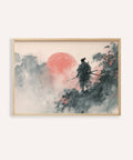 Abstract Warrior Poster with Red sun, Black warrior, for living room wall art