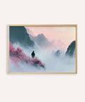 Samurai Mountain Wall Art in pink and gray for living room wall art