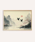 Traditional Ink Wall Art in Gray and Red for living room poster decor
