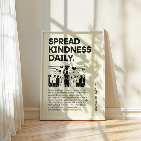 Inspiring Poster: "Spread Kindness Daily" Motivational Art Print