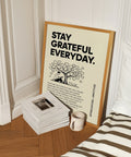 Stay Grateful Everyday poster for meditation space
