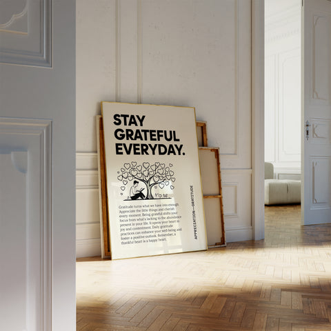 Inspirational Quotes Poster: "Stay Grateful Everyday" Art Print