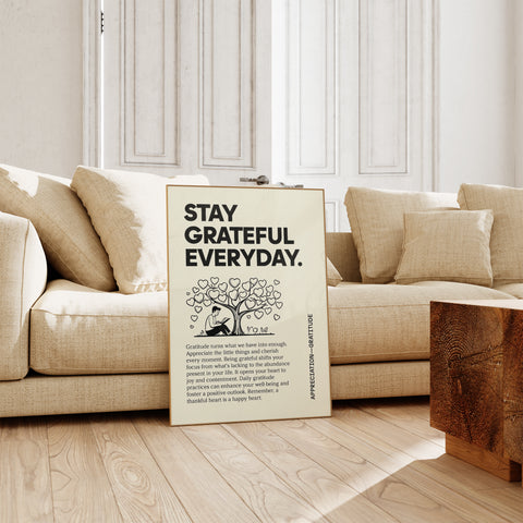 Inspirational Quotes Poster: "Stay Grateful Everyday" Art Print