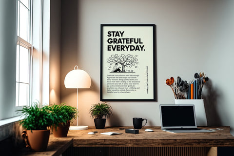 Inspirational Quotes Poster: "Stay Grateful Everyday" Art Print