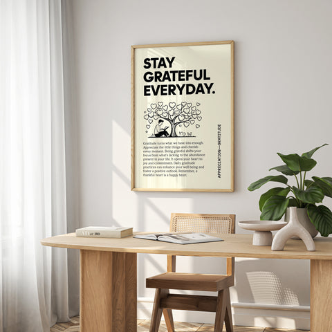 Inspirational Quotes Poster: "Stay Grateful Everyday" Art Print