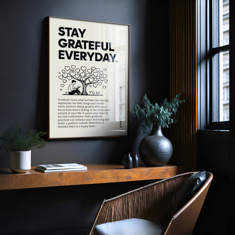 Inspirational Quotes Poster: "Stay Grateful Everyday" Art Print