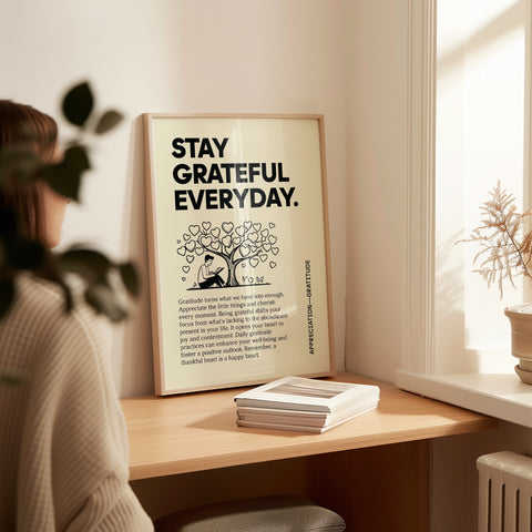 Inspirational Quotes Poster: "Stay Grateful Everyday" Art Print