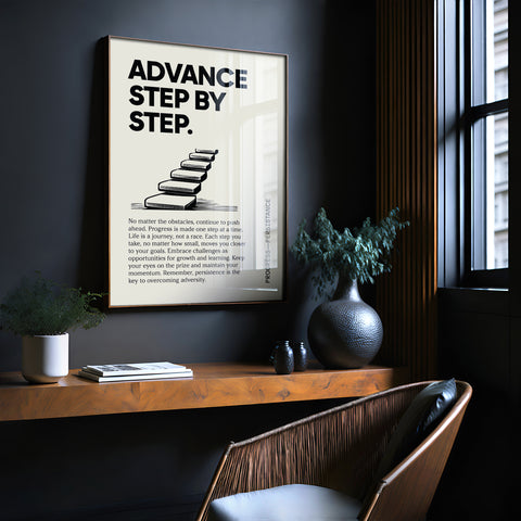 "Advance Step by Step" Poster Quote Motivational Art Print