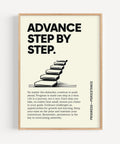 Poster quote with "Advance Step by Step" motivational message