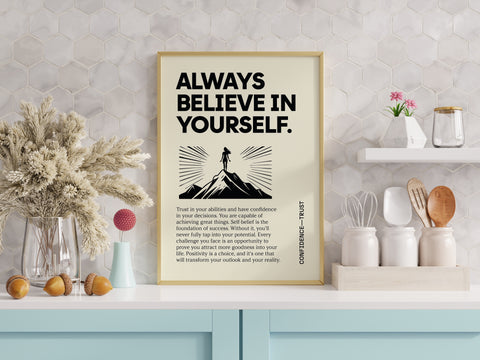 "Always Believe in Yourself" Positive Poster Inspirational Art