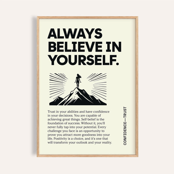 Believe in Yourself poster with motivational typography