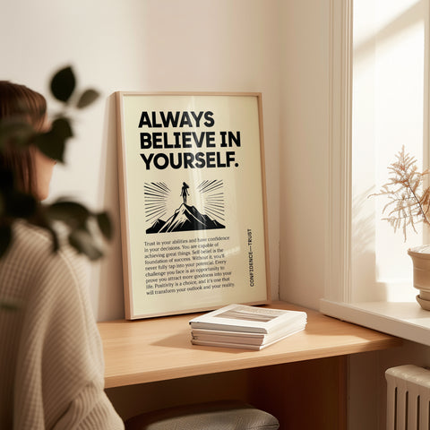 "Always Believe in Yourself" Positive Poster Inspirational Art