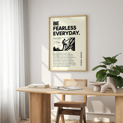 "Be Fearless Everyday" Positive Poster Motivational Art Print